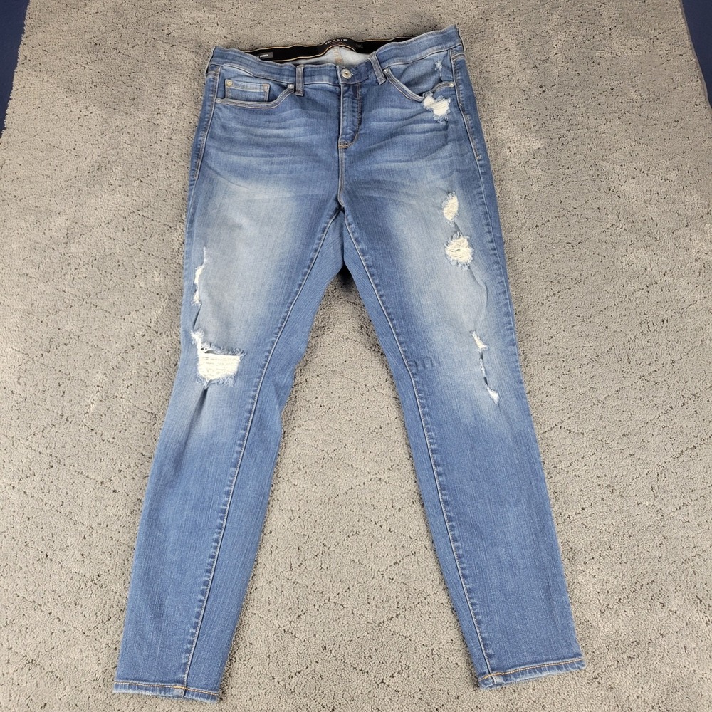 Torrid Jeans Womens 16 Blue Sky High Skinny Distressed High Rise Slimming Denim